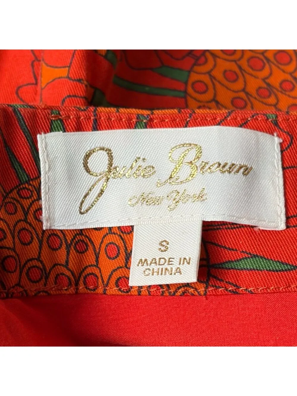 Jolie Brown Dixie Strange Love Mini A-line Skirt Small Retro Mod Floral Orange - Picture 8 of 9